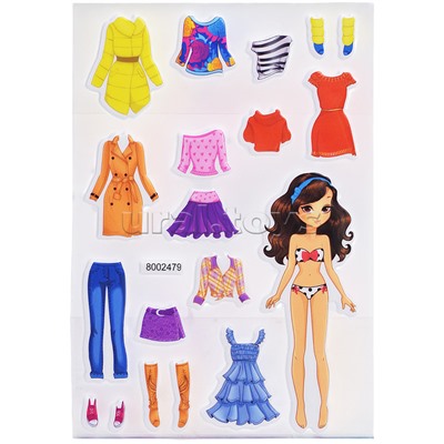 Наклейки мягкие "Одевайка модница" размер карточки 10x15 см, puff, объемные, многоразовые