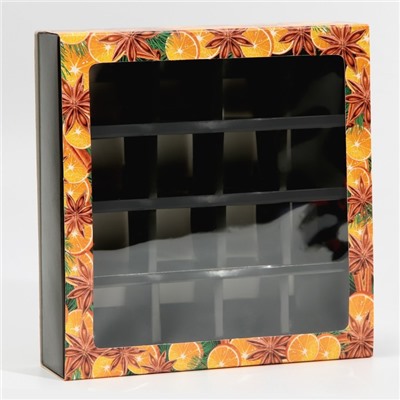 Коробка под 16 конфет с ячейками «Вкусный Новый год» 17.5×17.5×3.5 см