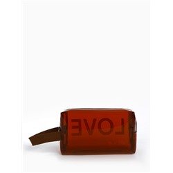 Косметичка на молнии для бассейна, с ручкой, с принтом Love, прозрачный/коричневый