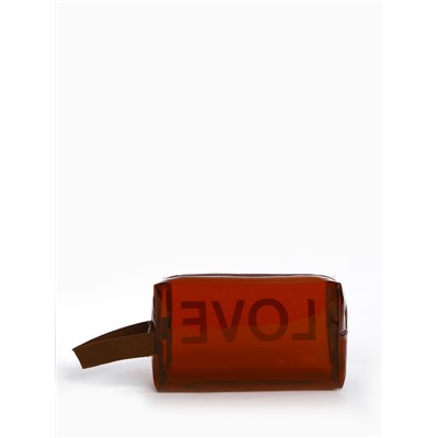 Косметичка на молнии для бассейна, с ручкой, с принтом Love, прозрачный/коричневый