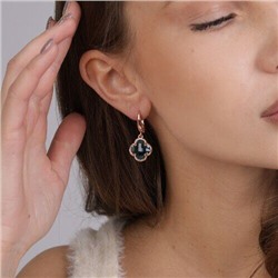 Серьги ювелирная бижутерия, коллекция "Дубай" покрытие позолота, цвет камня: голубой, арт. 847.546