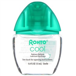 Rohto, Охлаждающие глазные капли, двойной эффект, уменьшение покраснения и сухости, 13 мл (0,4 жидк. унции)
