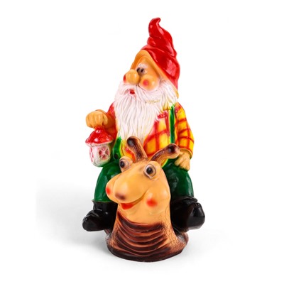 Садовая фигура из гипса «Гном на улитке», 71×34×41 см