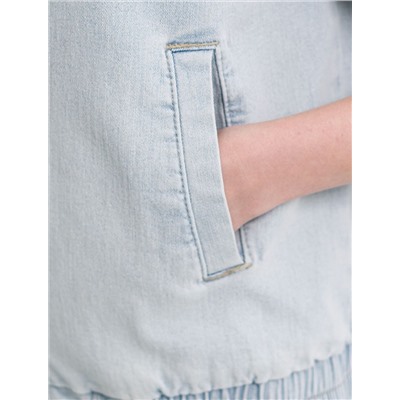 Джинсовый бомбер на молнии из эластичного плотного денима