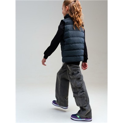 Брюки текстильные джинсовые для девочек