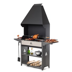 Мангал Professional Optima Zont POZ 3000, 158.2×41.2×207.9 см, 3 мм, с крышей, боковые полки