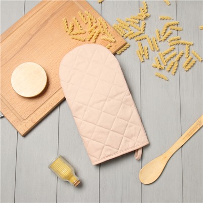 Варежка-прихватка «Этель» Kitchen, бежевая, 15×28 см, саржа, 100% хлопок