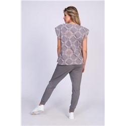 Женский костюм с брюками и футболкой 347 (Серый)
