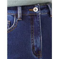 Джинсы-трубы из эластичного денима на флисе