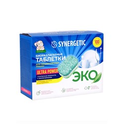 Таблетки для посудомоечных машин Synergetic Ultra power, бесфосфатные, биоразлагаемые, 100 шт.