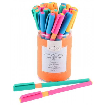 Ручка шариковая масляная 0.5мм "Slim Soft Grip. LOREX NEON" синяя LXOPSSG-NN3 LOREX