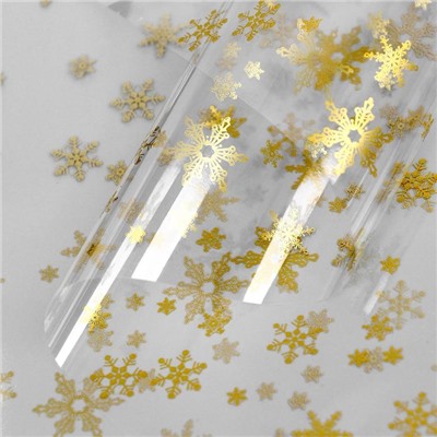 Пленка глянцевая новогодняя «Снежинки», золото, 0.7×8.2 м, 40 мкм, 200 г