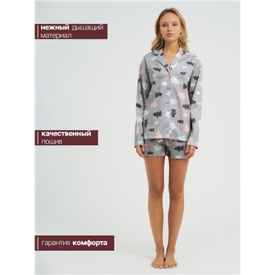 Пижама (рубашка, шорты) женская KAFTAN «Елки», размер 48-50