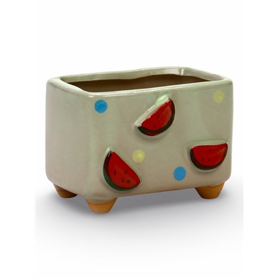 Декоративный горшок для цветов «Арбуз», 10.5×7.5×8 см, керамический, Greengo