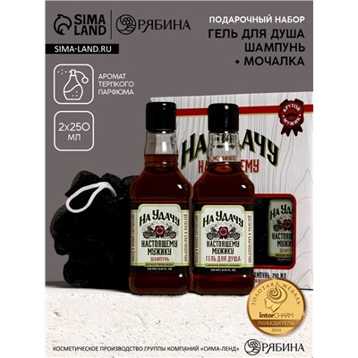 Подарочный набор «На удачу», гель для душа, шампунь для волос, мочалка для тела, Чистое счастье