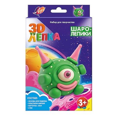 Набор для творчества 3D лепка из пластилина "Шаролепики. Монстрик" мягкий,воск. 35С 2329-08 Луч