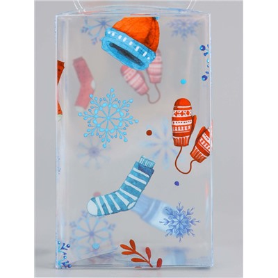 Коробка подарочная новогодняя складная ПВХ «С Праздником!» 6×6×10 см