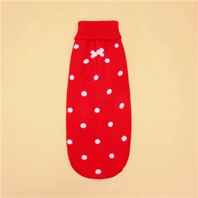 Свитер для животных «Горошек», размер 16 (ДС 35-39, ОГ 38-50, ОШ 24-28 см), красный