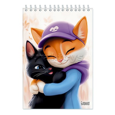 Блокнот 48л. клетка А5 на гребне, обл. лам. карт "Обнимашки"