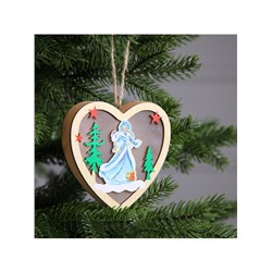 Ёлочная игрушка «Сердце со Снегурочкой», 11×2.5×10.5 см, 1 LED, от батареек, свечение тёплое белое