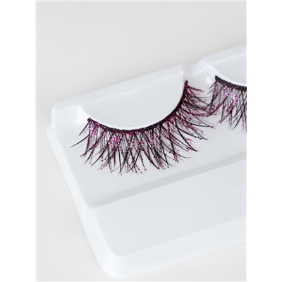 Ресницы накладные «Сияй», с блёстками, 14 мм, без клея, розовые