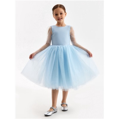 Платье нарядное для девочки MINAKU: PartyDress, рост 104-110 см, голубое
