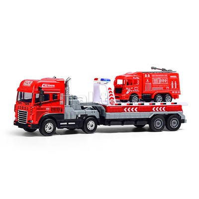 Машина "Перевозчик пожарной техники" (свет,звук) в коробке