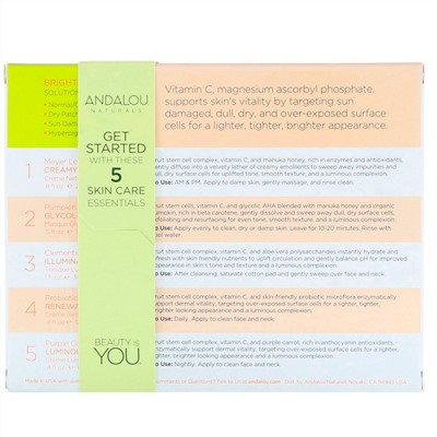Andalou Naturals, Get Started Brightening, набор средств для ухода за кожей из 5 предметов