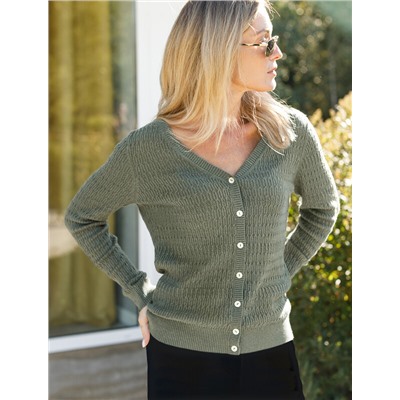 Кардиган тонкой ажурной вязки из хлопка и вискозы