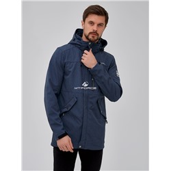 Мужская осенняя весенняя парка softshell синего цвета 2018S Размеры 52