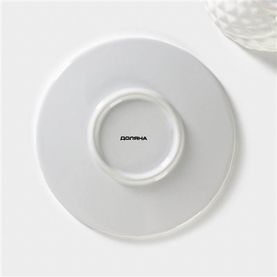 Чайная пара Доляна «Ананас», 2 предмета: кружка 250 мл, блюдце d=15.5 см, белая