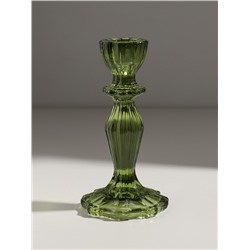 Стеклянный подсвечник на 1 свечу «Бутон на ножке», зелёный, d=2 см, 8×8×15 см
