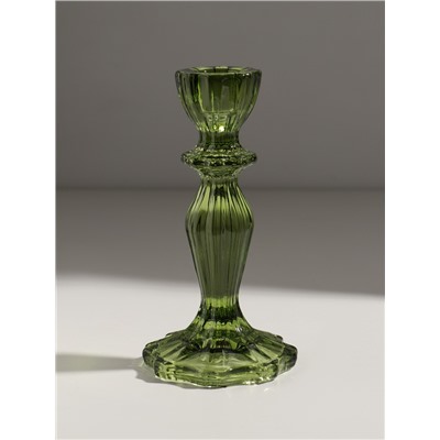 Стеклянный подсвечник на 1 свечу «Бутон на ножке», зелёный, d=2 см, 8×8×15 см