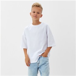 Футболка детская однотонная MINAKU: Basic line, белая, рост 98 см