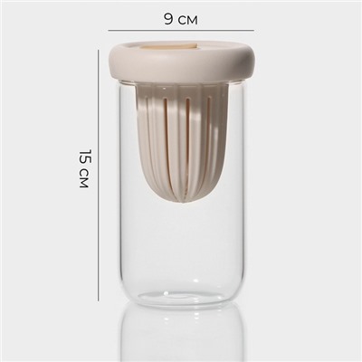 Стакан «Бьорн», 450 мл, с крышкой и трубочкой, стекло