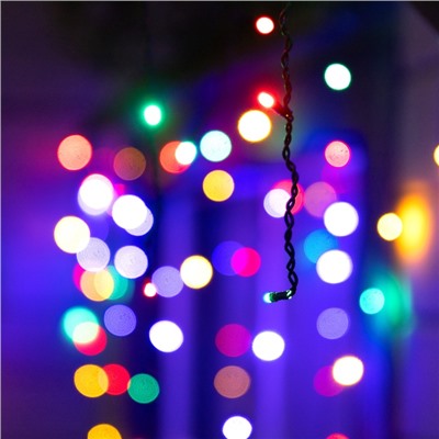 Гирлянда «Бахрома» 6 × 0.7 м, IP44, УМС, тёмная нить, 120 LED, свечение мульти, 220 В