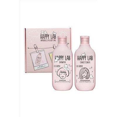 Happy Lab Набор средств для ухода за волосами / Шампунь «Объем & Укрепление» + Кондиционер «Блеск & Гладкость», 300 мл x 2 KRISTALLER, 1211702
