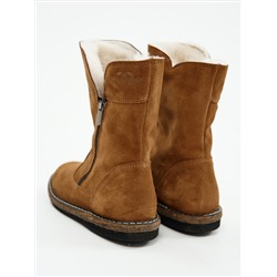 Полусапоги женские рыжие замшевые с замком на войлочной подошве