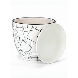 Горшок для цветов «Иллюзия», керамический, с поддоном, 5 л, белый с геометрическим орнаментом