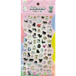 Наклейки объемные(зефир) 1 лист 10х22 см Котики 4 Р22072-4 (Ткн1003-4) Гранит