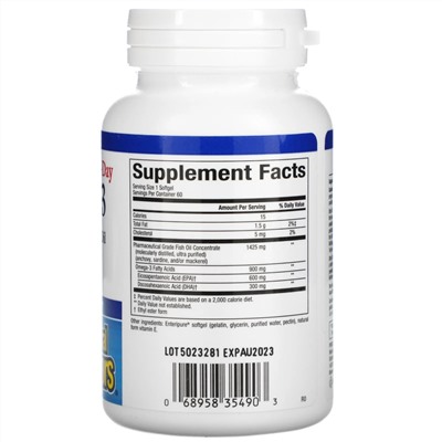 Natural Factors, Ultra Strength One-per-Day RxOmega-3, 900 mg, 60 Enteripure Softgels