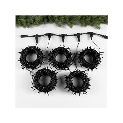 Гирлянда «Клип-лайт» 5 нитей по 20 м, IP44, УМС, тёмная нить, 665 LED, свечение белое, мерцание, 24 В