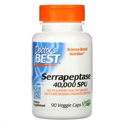 Doctor's Best, серрапептаза Best, 40 000 SPU, 90 вегетарианских капсул