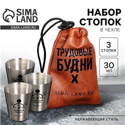 Стопки в чехле «Трудовые будни», набор 3 шт. х 30 мл