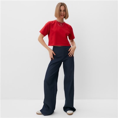 Футболка женская укороченная MINAKU OVERSIZE FIT, фуксия, размер 42