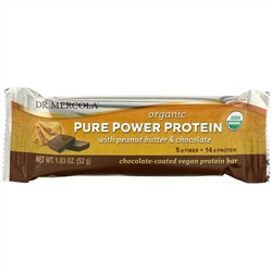 Dr. Mercola, Organic Pure Power Protein Bar, Peanut Butter & Chocolate, 12 Bars, 1.83 oz (52 g) Each
