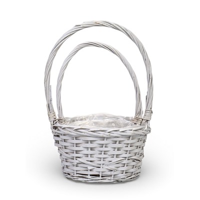 Корзина плетёная для хранения, ива, белая, набор 2 шт.