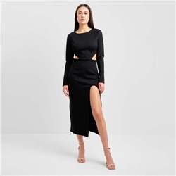 Платье с разрезами на талии миди женское MIST, размер 46, чёрное