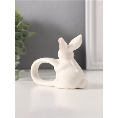 Сувенир керамика держатель д/салфеток "Белый кролик с розовыми ушками" 5х10х7,5 см