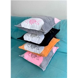 Декоративная Подушка Кот 35х35, оранжевая